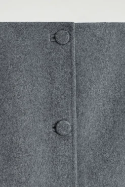 BUTTONED DOUBLE-FACED WOOL MINI SKIRT