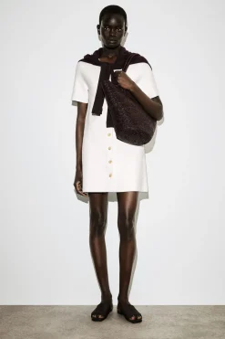BUTTONED MILANO-KNIT MINI DRESS