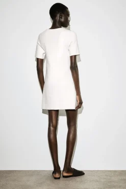 BUTTONED MILANO-KNIT MINI DRESS