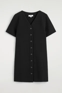 BUTTONED MILANO-KNIT MINI DRESS