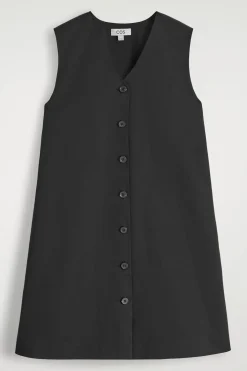 BUTTONED PIMA COTTON MINI DRESS