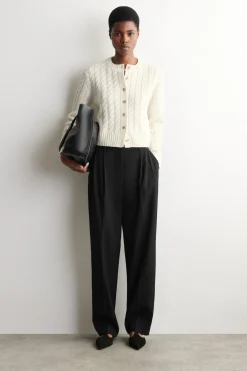 CABLE-KNIT MERINO WOOL CARDIGAN