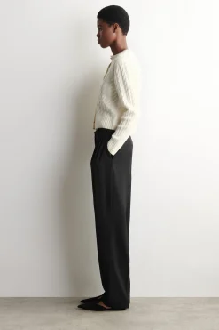 CABLE-KNIT MERINO WOOL CARDIGAN