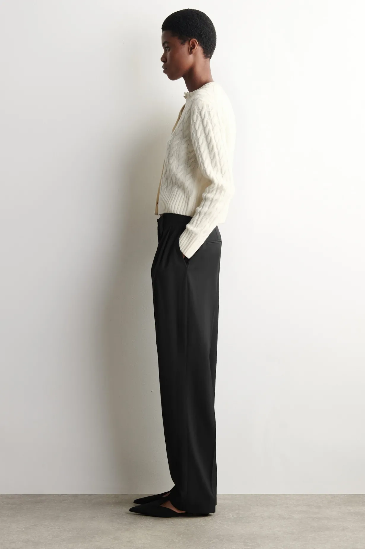 CABLE-KNIT MERINO WOOL CARDIGAN