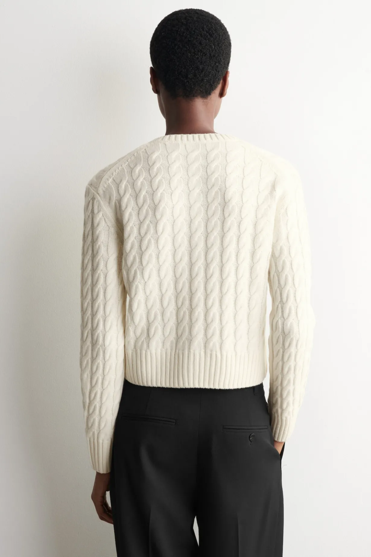 CABLE-KNIT MERINO WOOL CARDIGAN