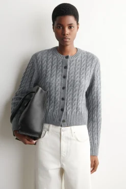 CABLE-KNIT MERINO WOOL CARDIGAN