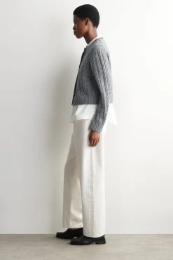 CABLE-KNIT MERINO WOOL CARDIGAN