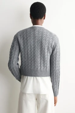 CABLE-KNIT MERINO WOOL CARDIGAN