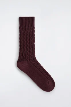 CABLE-KNIT WOOL SOCKS