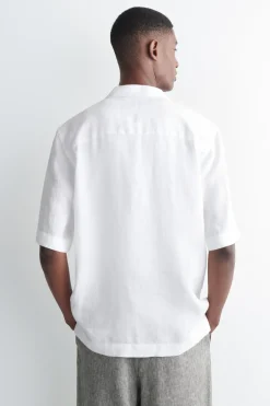 CAMP-COLLAR SHORT-SLEEVED LINEN SHIRT