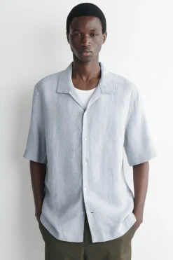 CAMP-COLLAR SHORT-SLEEVED LINEN SHIRT