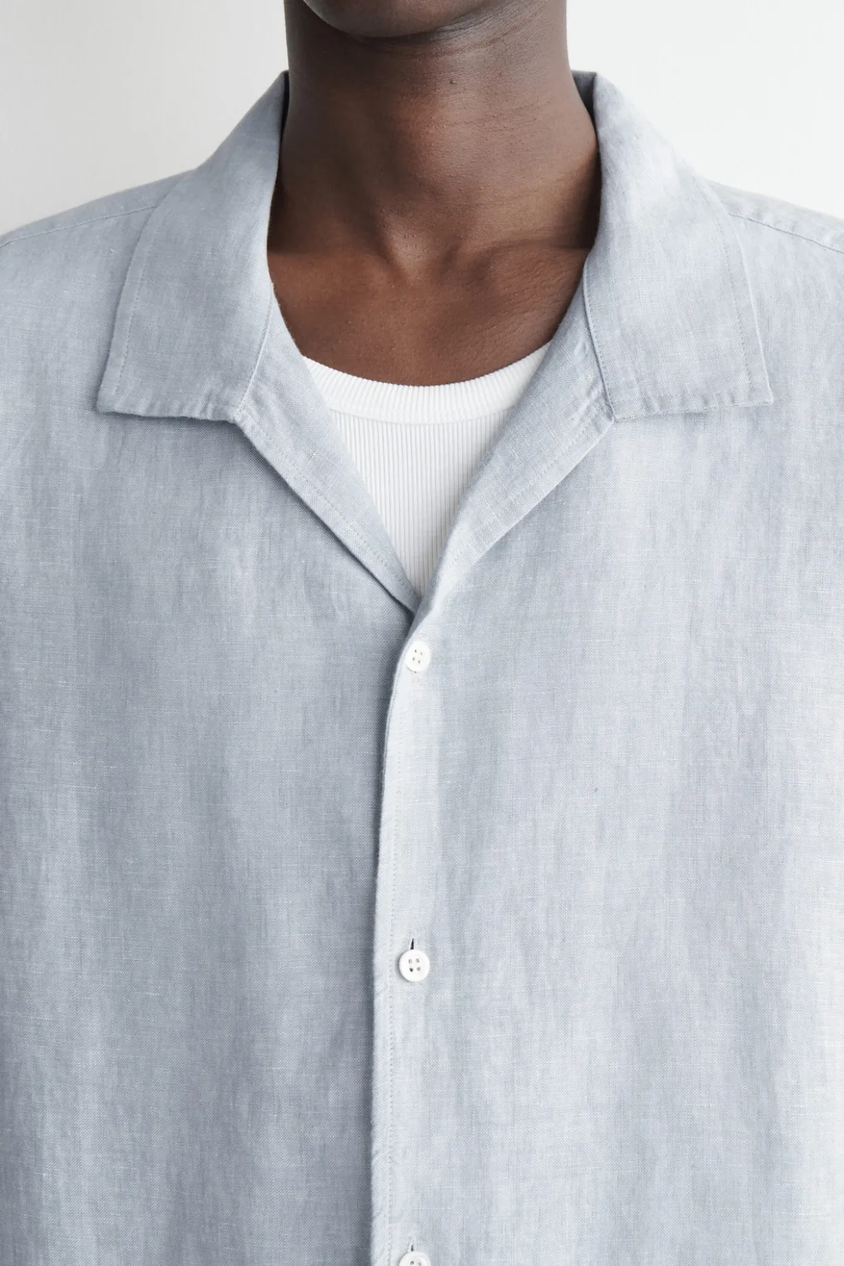 CAMP-COLLAR SHORT-SLEEVED LINEN SHIRT