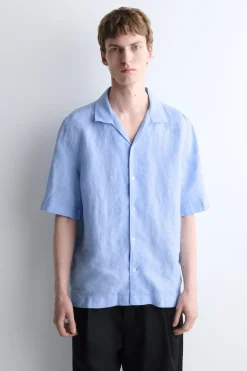 CAMP-COLLAR SHORT-SLEEVED LINEN SHIRT