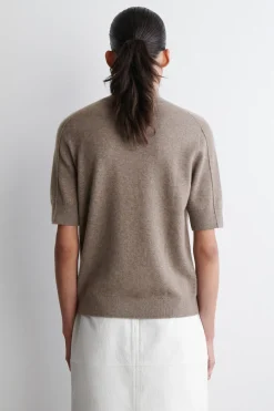 CASHMERE MOCK-NECK T-SHIRT