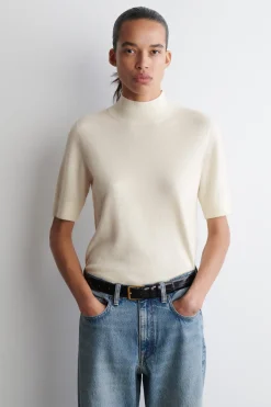 CASHMERE MOCK-NECK T-SHIRT