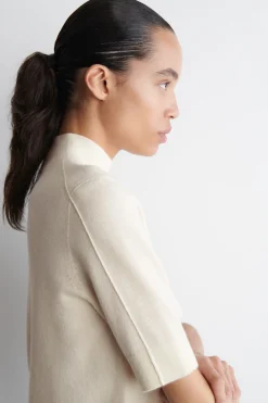 CASHMERE MOCK-NECK T-SHIRT