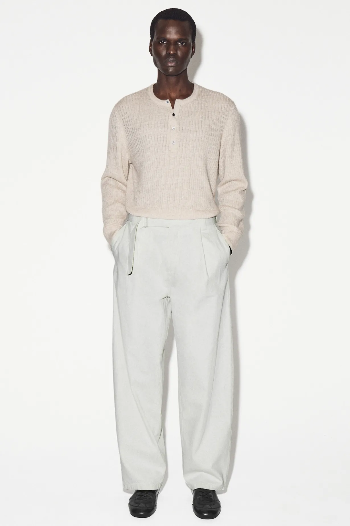 CASHMERE-LINEN HENLEY T-SHIRT