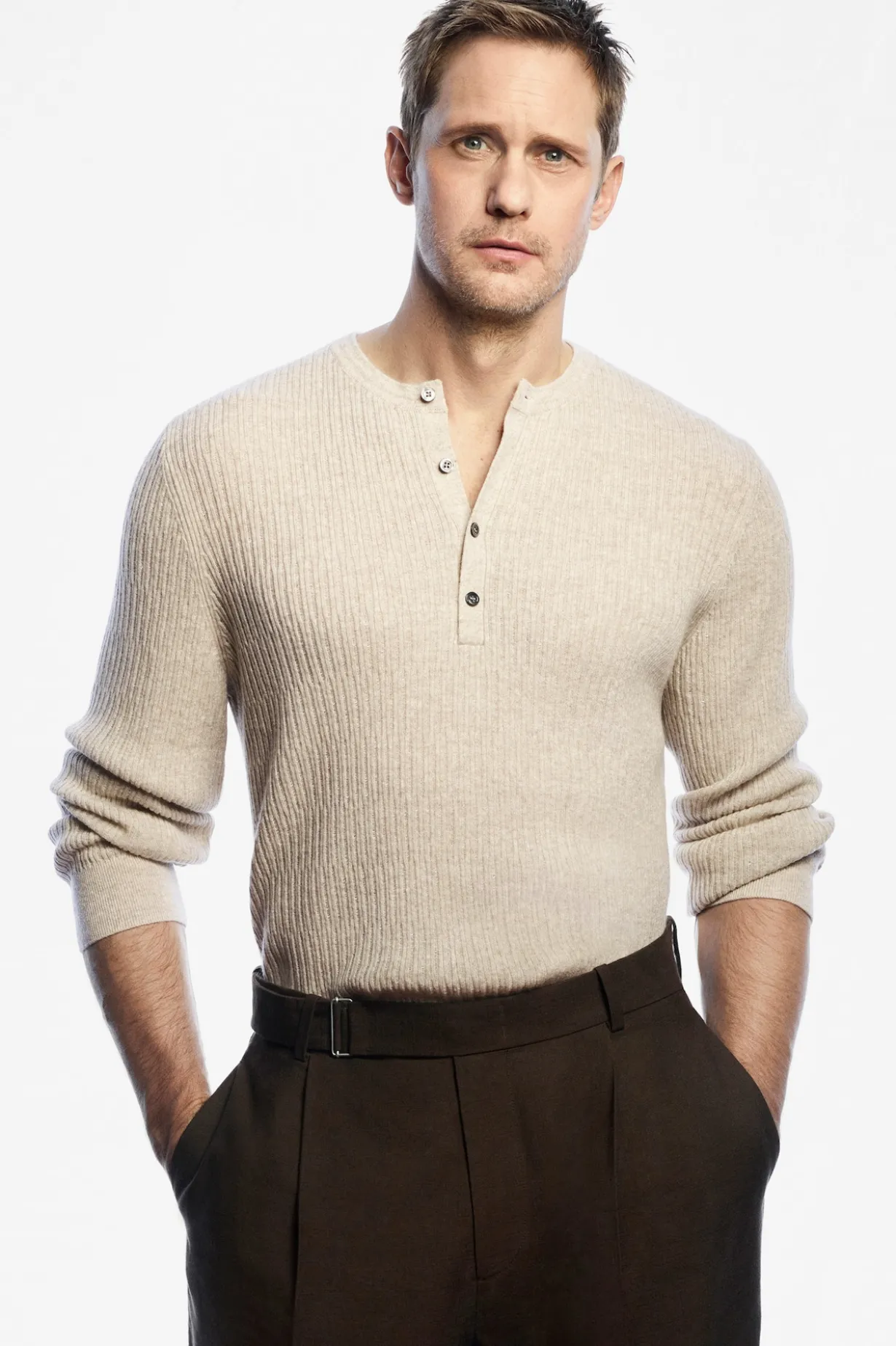 CASHMERE-LINEN HENLEY T-SHIRT
