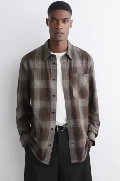 CHECKED BRUSHED-COTTON SHIRT