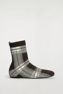 CHECKED KNITTED SOCK BOOTS