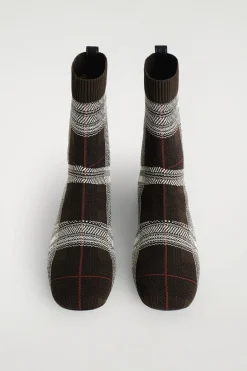 CHECKED KNITTED SOCK BOOTS
