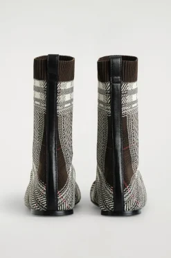CHECKED KNITTED SOCK BOOTS