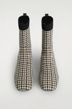 CHECKED KNITTED SOCK BOOTS