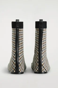 CHECKED KNITTED SOCK BOOTS