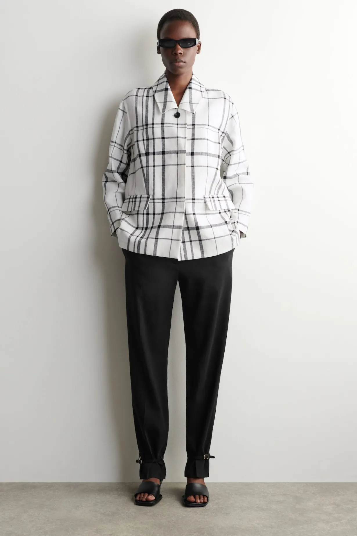 CHECKED LINEN BLAZER