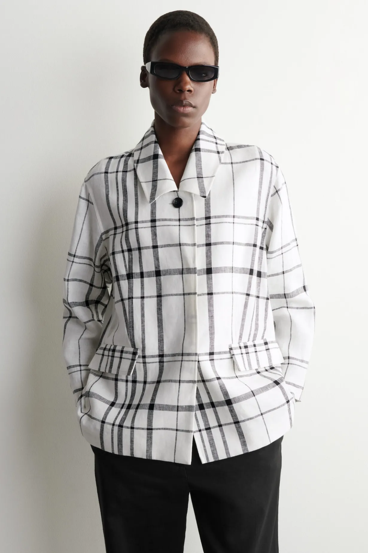 CHECKED LINEN BLAZER