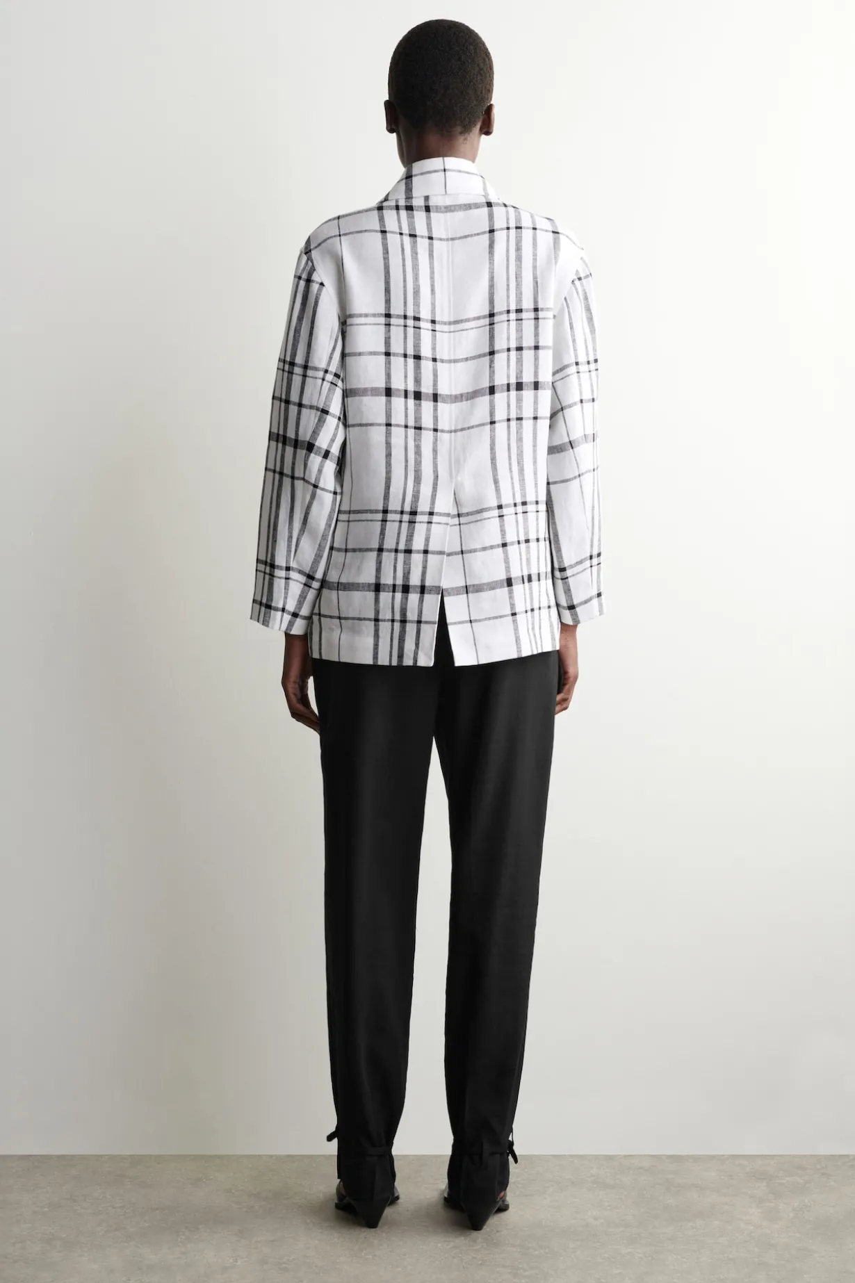 CHECKED LINEN BLAZER