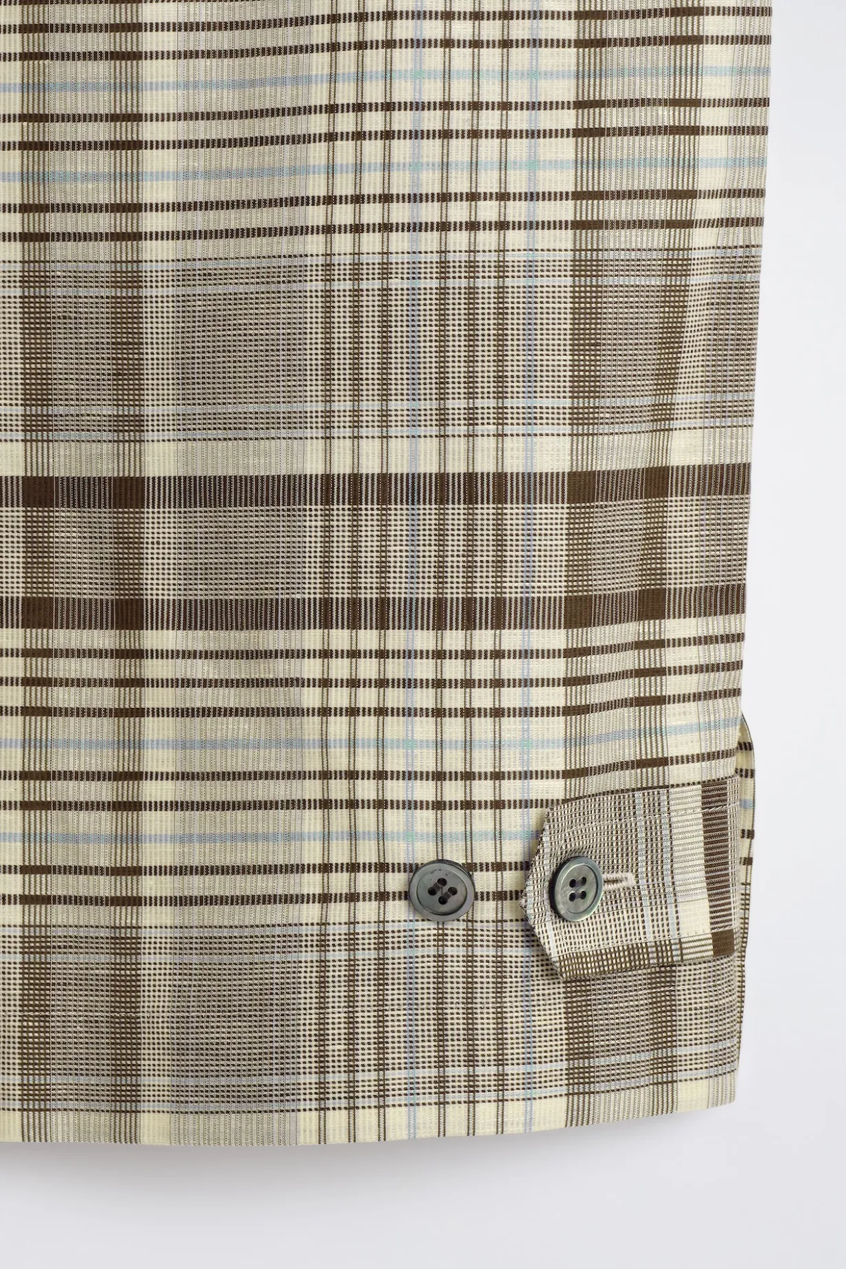 CHECKED LINEN-BLEND SHORT-SLEEVED SHIRT