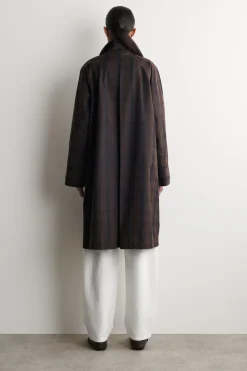 CHECKED WAXED-COTTON CAR COAT