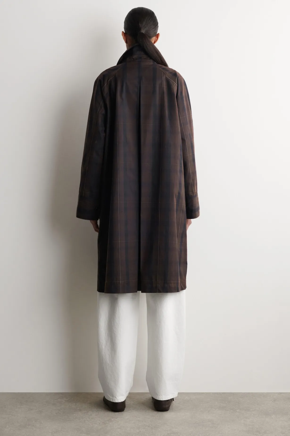CHECKED WAXED-COTTON CAR COAT