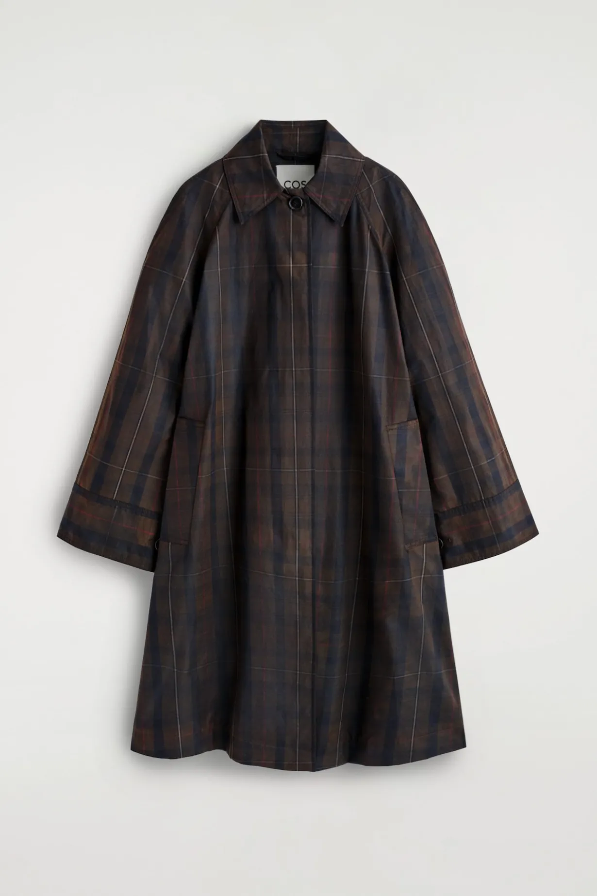 CHECKED WAXED-COTTON CAR COAT