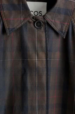CHECKED WAXED-COTTON CAR COAT