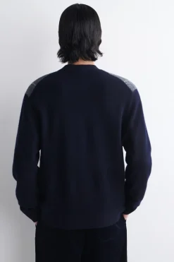 CHECKED WOOL V-NECK CARDIGAN