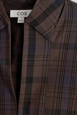CHECKED WOOL-BLEND SHIRT DRESS