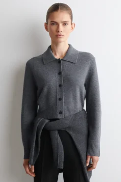 COLLARED MERINO WOOL CARDIGAN