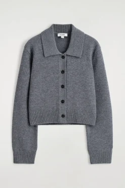 COLLARED MERINO WOOL CARDIGAN