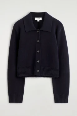 COLLARED MERINO WOOL CARDIGAN