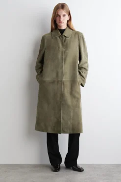COLLARED SUEDE LONG COAT