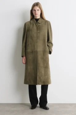 COLLARED SUEDE LONG COAT