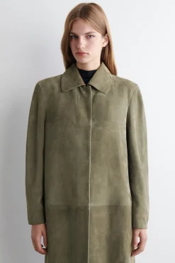 COLLARED SUEDE LONG COAT