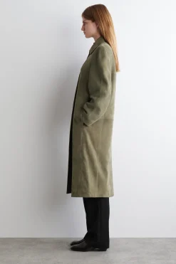 COLLARED SUEDE LONG COAT