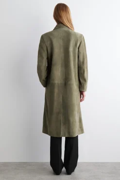 COLLARED SUEDE LONG COAT