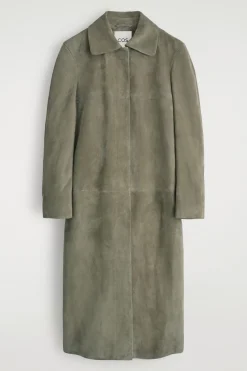 COLLARED SUEDE LONG COAT