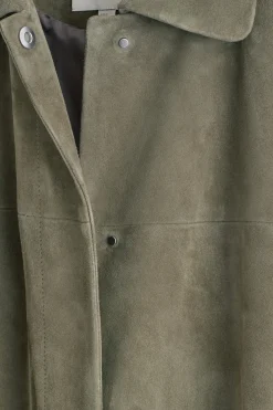 COLLARED SUEDE LONG COAT