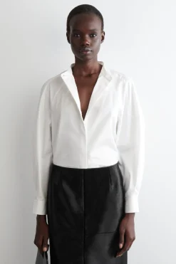 COLLARLESS COTTON SHIRT