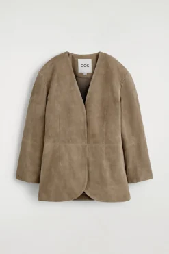 COLLARLESS SUEDE BLAZER